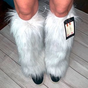 Furry Lurex Leg Warmers